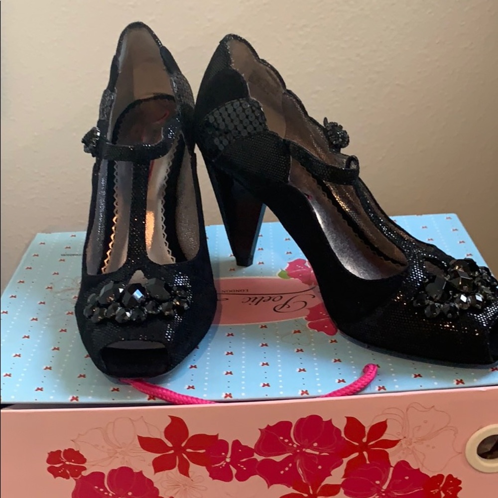 Poetic License embellished peep toe heels